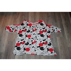 Cute Women's Walt Disney Store Shirt 2X Open Cold Shoulder Minnie Mouse